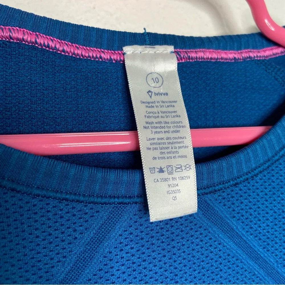 Ivivva Blue/Green Long Sleeve Active Top w/ Thumbholes Size 10 - Picture 5 of 7